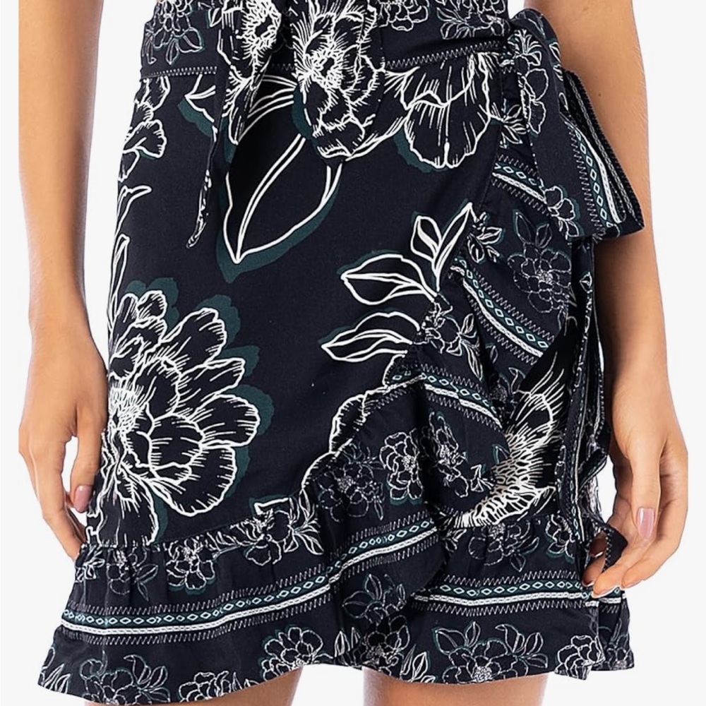 Maaji Black Floral Wrap Skirt